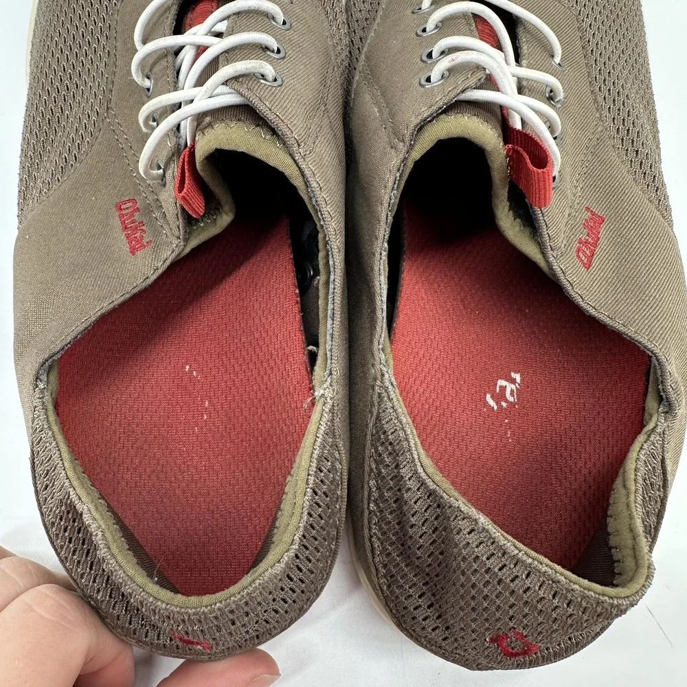OluKai Nohea Moku Shoes Mens Size 9 Brown Mesh Boat Casual Sneakers Lightweight